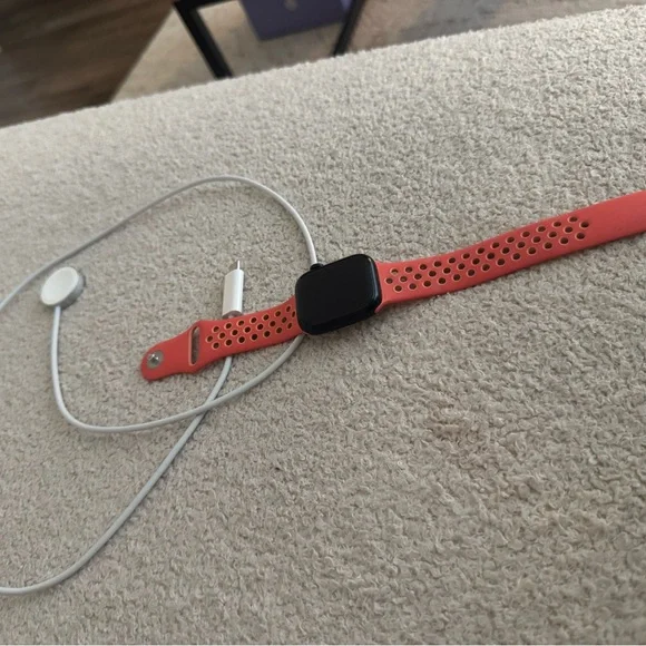 Apple Watch Series 7 with Pink and Black Band - Picture 3 of 3